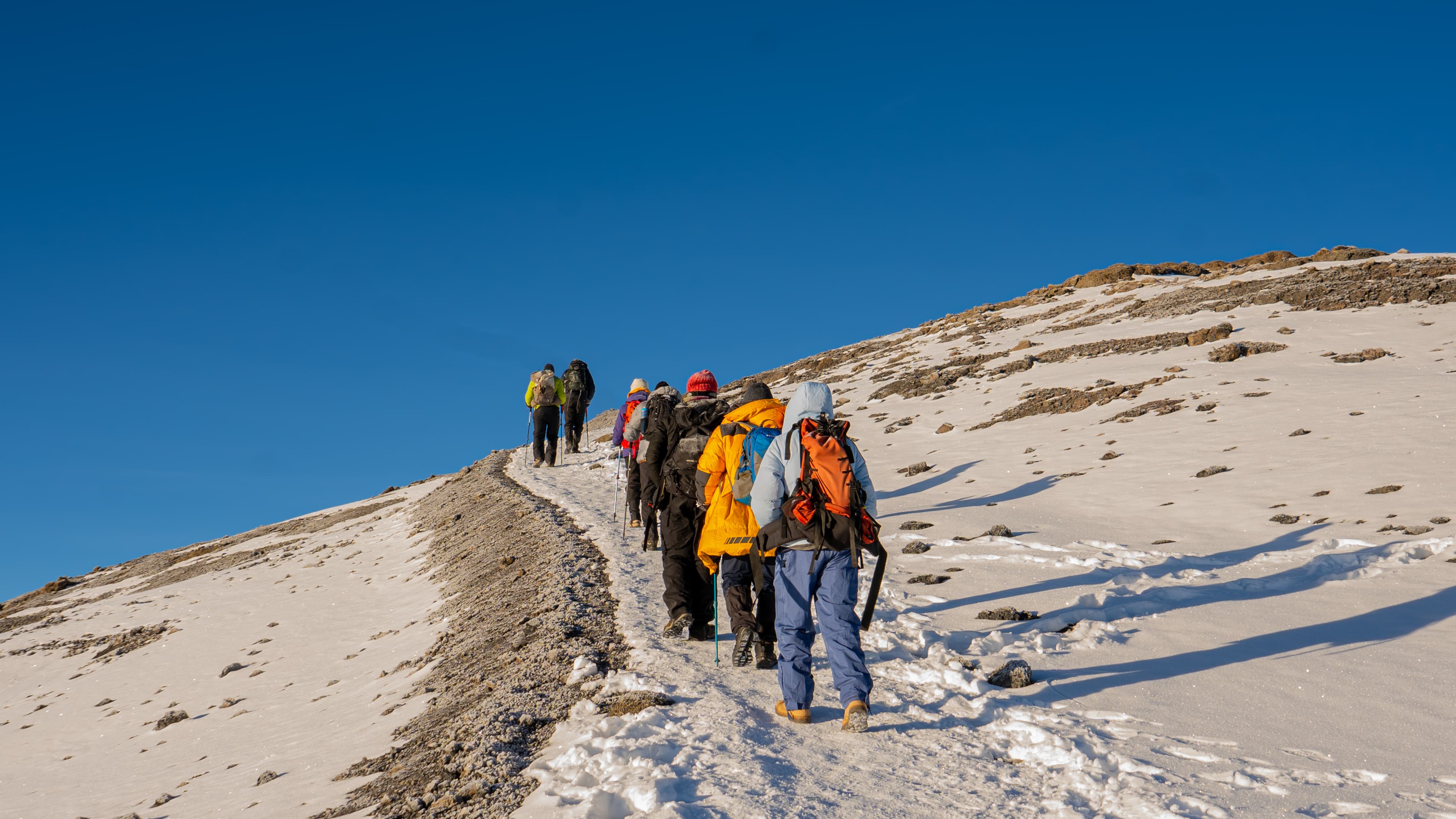 Climbers on the Machame route